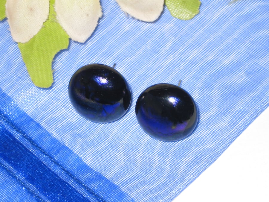 Fused dichroic glass stud earrings