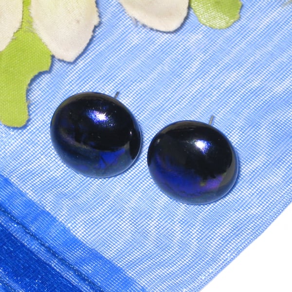 Fused dichroic glass stud earrings