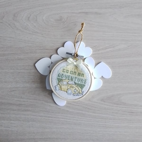 Let’s Go On An Adventure, Decorative Hoop, VW Beetle, Hanging Hoop, VW Lover