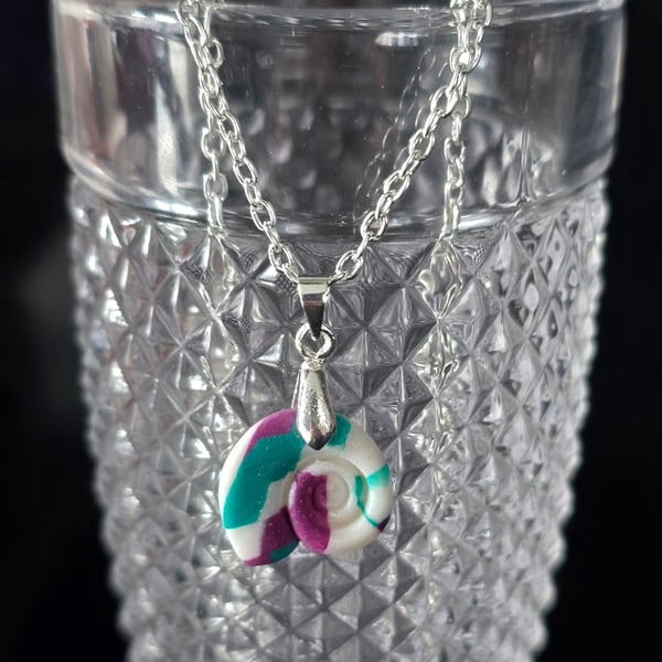 Polymer clay sea shell necklace on a silver plated chain