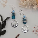 Sterling silver ocean inspired beaded dangle earrings