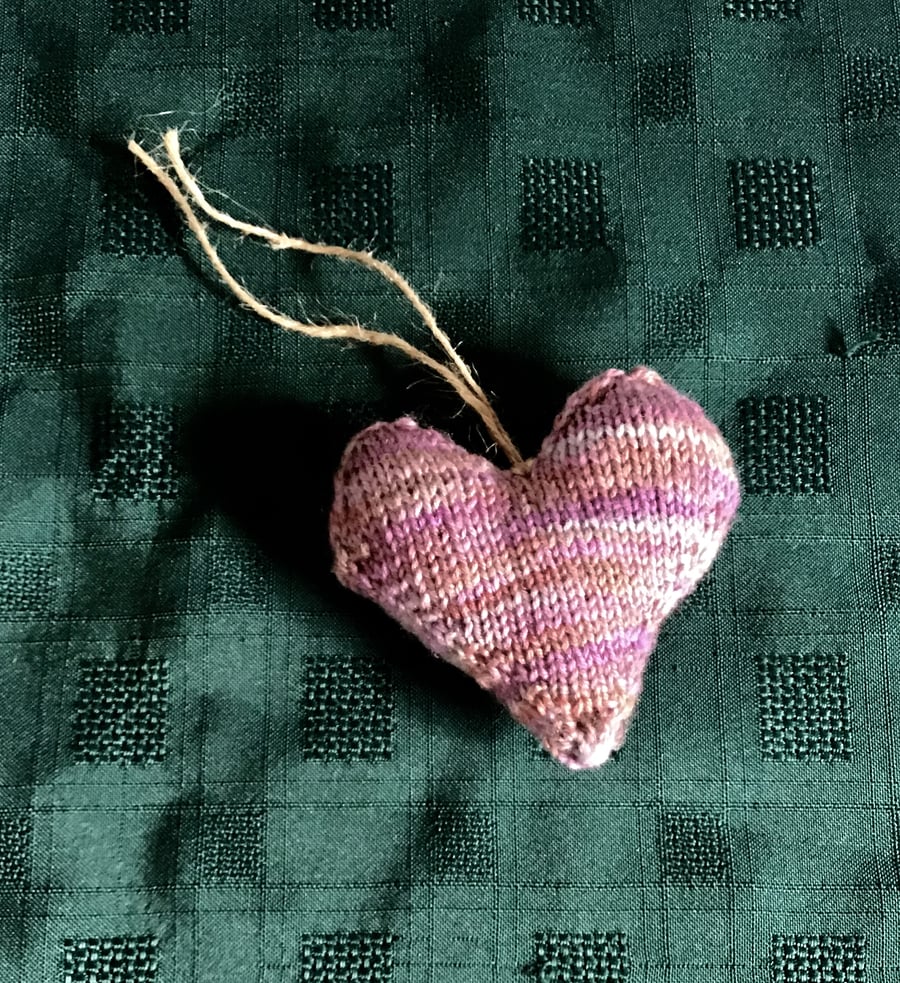 Mauve & Purple Knitted Lavender Heart 