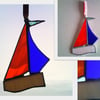 Recycled Stained Glass Sail Boat Suncatcher