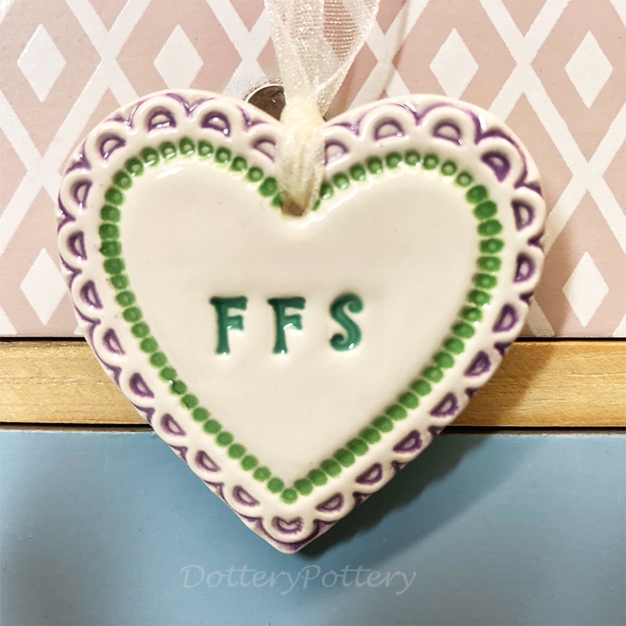 Small Ceramic heart decoration Swear words 