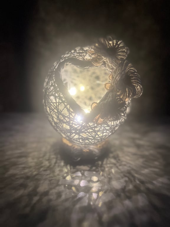 Rustic Twine Heart Lamp Handmade LED Light Farmhouse Decor Gift for Mum 