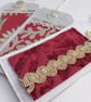 3 Gift Tags - red and gold vintage silk and lace, reclaimed curtain textiles  - Image 4