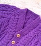 Unisex Cable and Arrow Patterned V Neck Cardigan, Custom Make, Aran Cardigan - Image 3