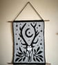 Crochet tapestry wall hanging goth decor deer skull forest cryptid creature  - Image 2
