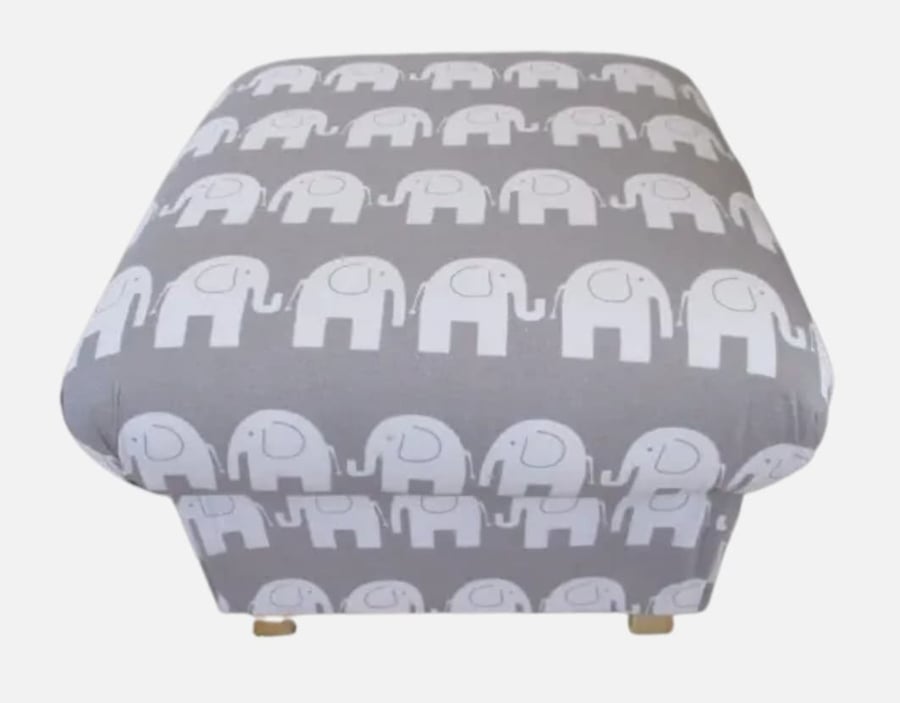 Storage Footstool Grey Elephants  Animals Nursery Bedroom Pouffe Ottoman