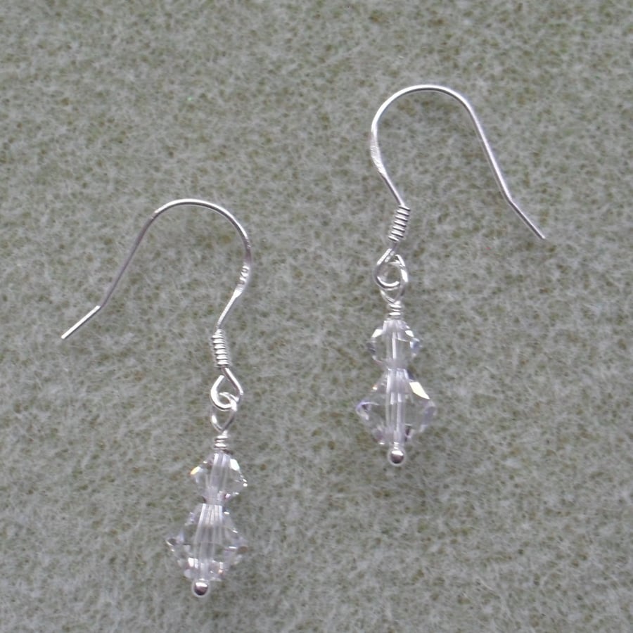 Dainty Drop Sterling Silver Earrings With Swarovski Crystals