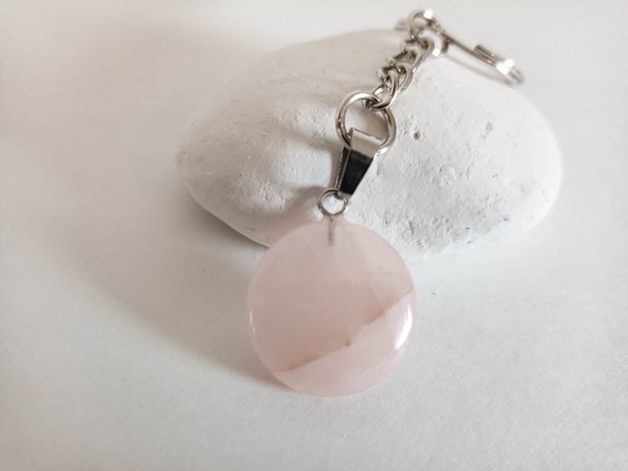 Pink Gemstone Pendant Keyring