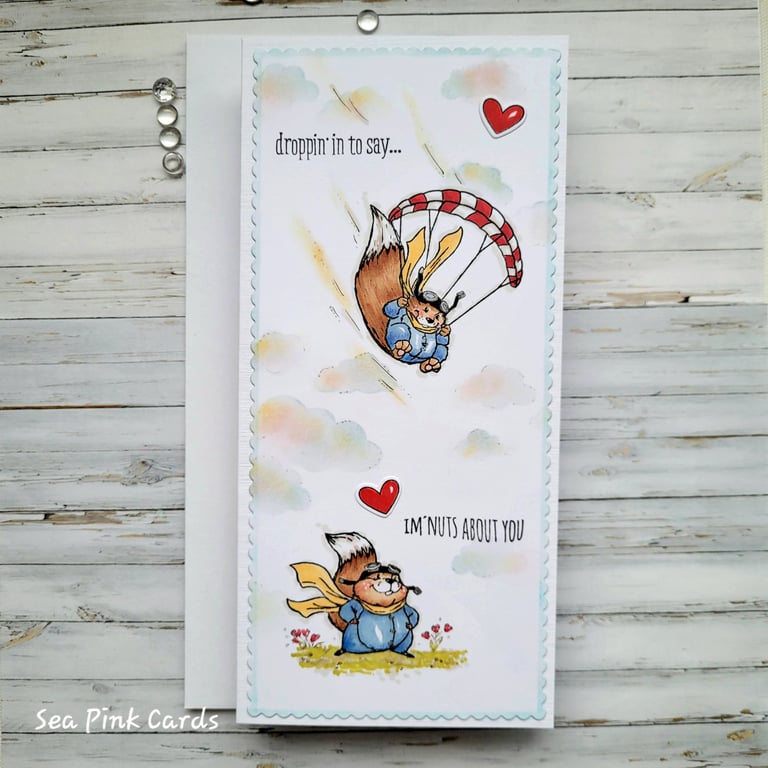 Squirrel Valentine Card - handcrafted funny valentine, anniversary, birthday
