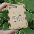 (Made to Order) Mismatched Hammered Double Oval Dangles (Sterling Silver)