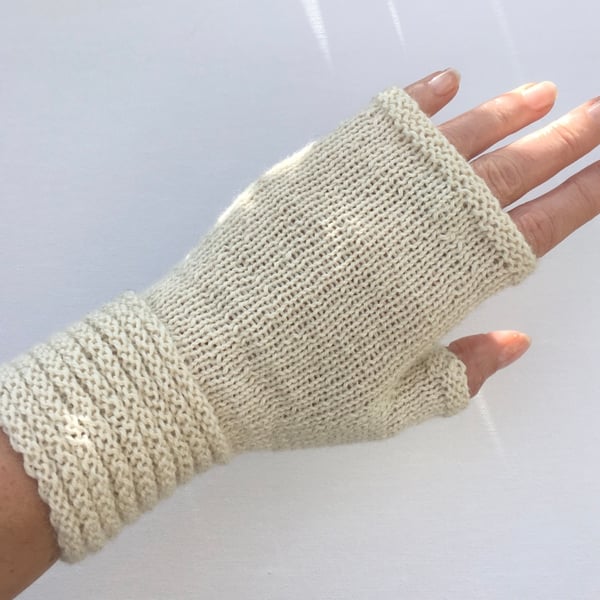 Alpaca and silk blend wrist warmers 