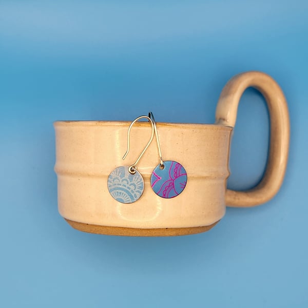 Handmade Aluminium and Silver Reversible Earrings - 009