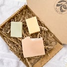 Travel set - 2 mini shampoo soaps and one half standard soap - natural soap 