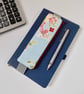 Elasticated pencil case for cover of notebook diary pink and blue floral - Image 2