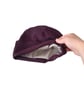 Purple satin lined cuffed beanie hat, Soft frizz free hair beanie caps for women