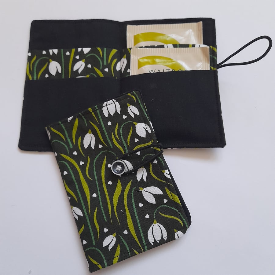 Snowdrop Tea Wallet, Travel tea wallet, Teabag holder,