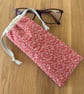 Glasses case, sunglasses pouch, padded, with drawstring,  in pink floral cotton