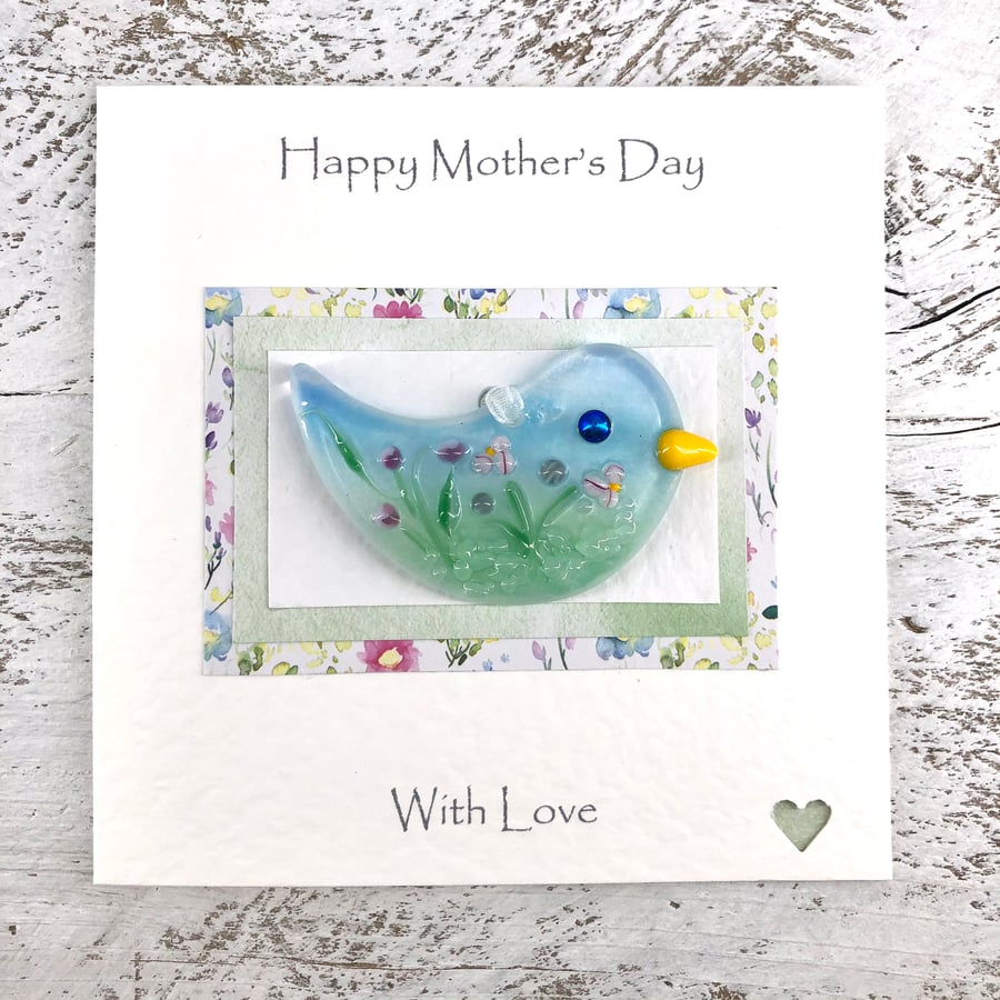 Mother’s Day Card with Detachable Glass Meadow Bird