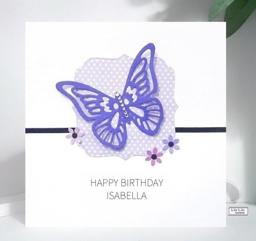 Personalised Butterfly design Birthday Card by Lily Lily Handmade