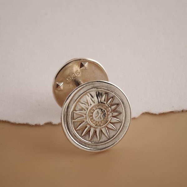 Sun Sterling Silver Tie Pin Symbolic Mens Tie Tack Gift For Him