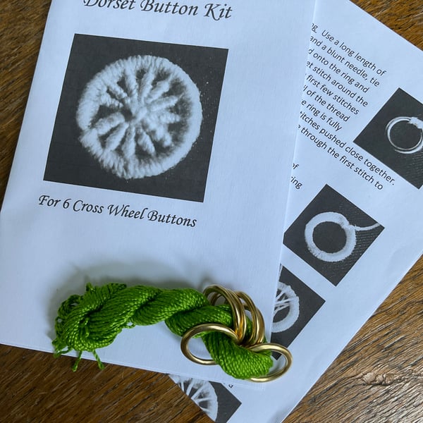 Kit to Make 6 x Dorset Cross Wheel Buttons, Apple Green