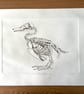 Drypoint Etching Print of a Tufted Duck Skeleton, Original Wildlife Art 