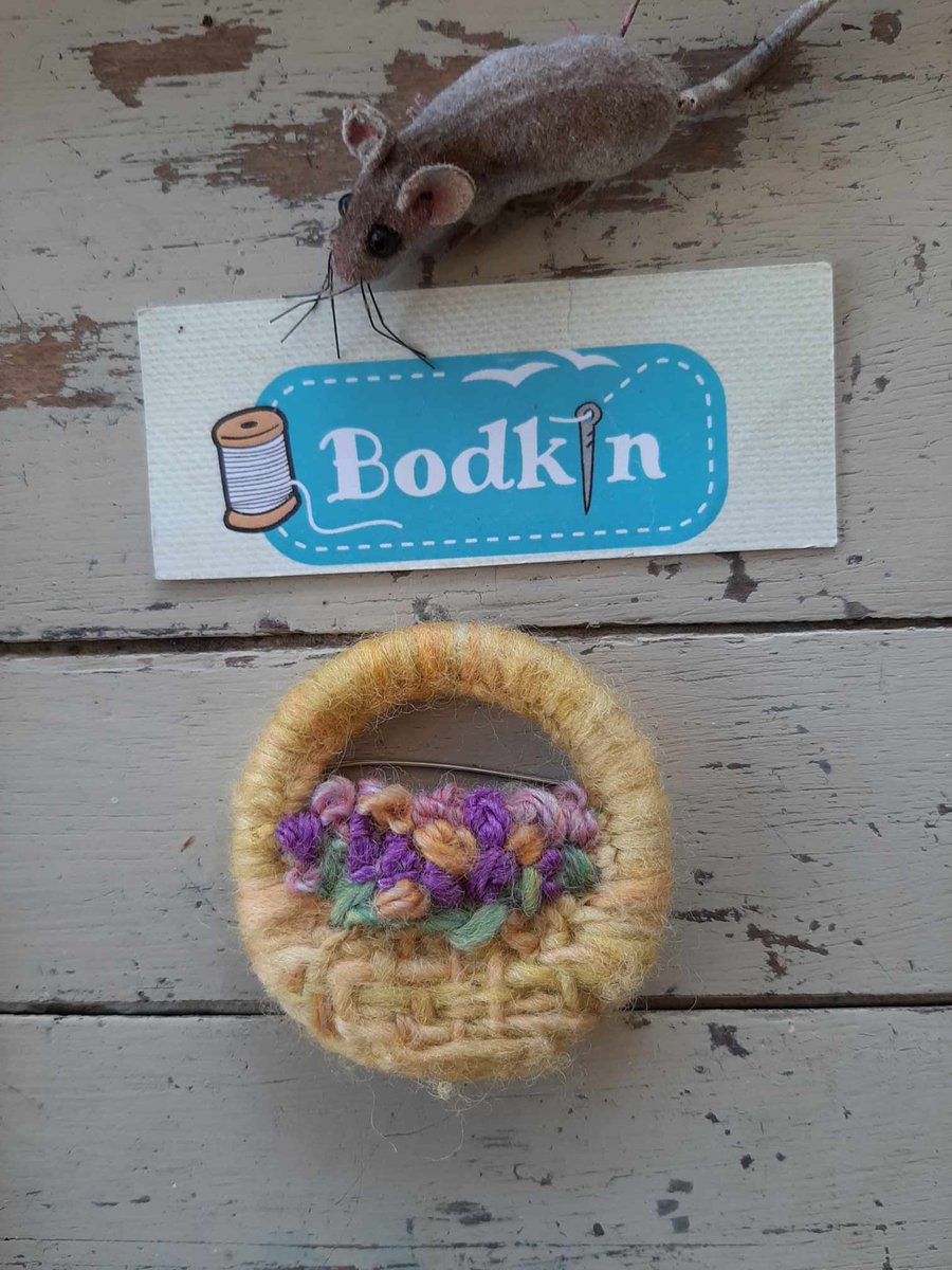 Violets in a basket brooch