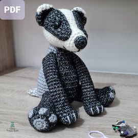 Barrold the Badger Crochet Pattern, Badger Amigurumi Pattern