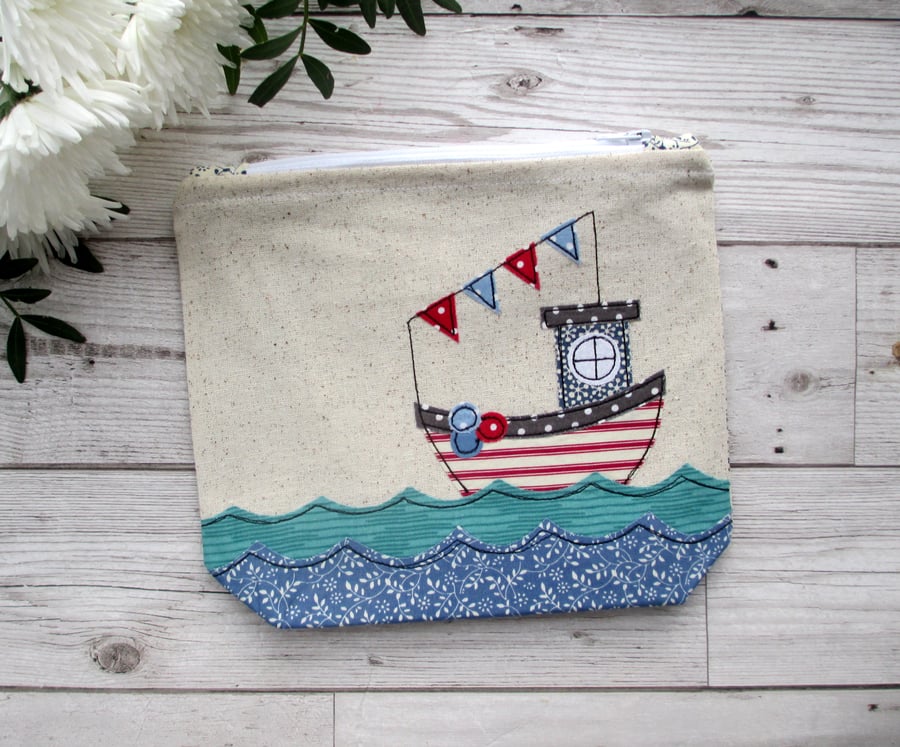 Nautical Zip Pouch, Storage Bag
