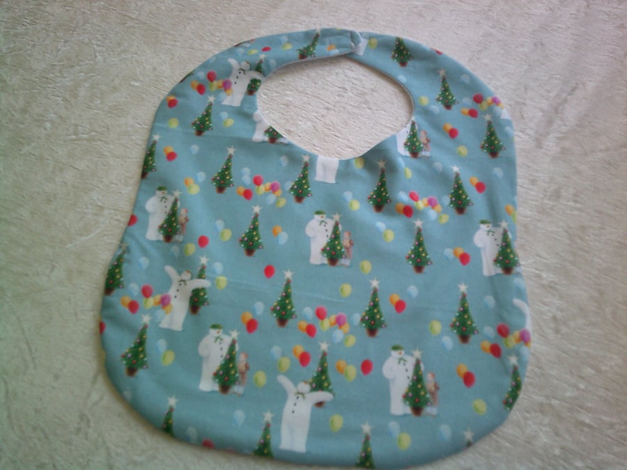 The Snowman on Blue Christmas Bib