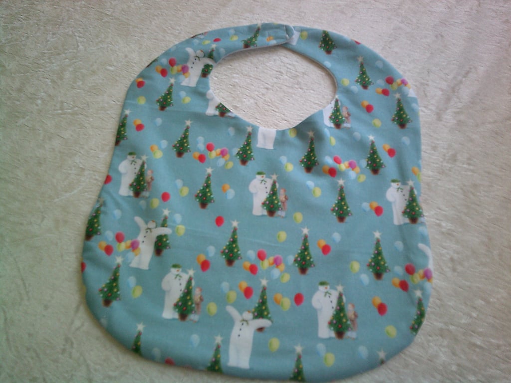 The Snowman on Blue Christmas Bib