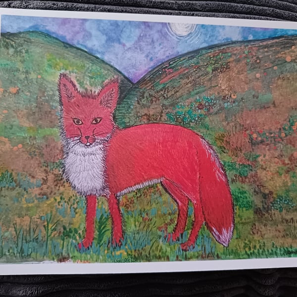 Full Moon Fox: A4 Art Print