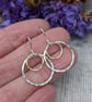 Silver and Gold Hammered 2 Circle Earrings - JBJ1015 - Image 4