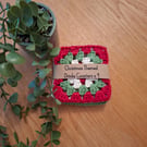 Set of 4  granny square crochet Christmas themed drinks coasters