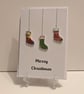 Merry Christmas card with Christmas stocking buttons
