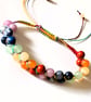 Rainbow Multi Gemstone Macrame Cord Adjustable Bracelet 7-8 Inch - Image 1