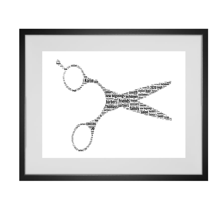 Personalised Hairdressing Barber Scissors Design Word Art Gifts 
