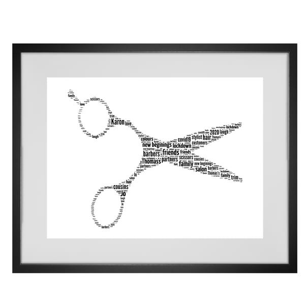 Personalised Hairdressing Barber Scissors Design Word Art Gifts 