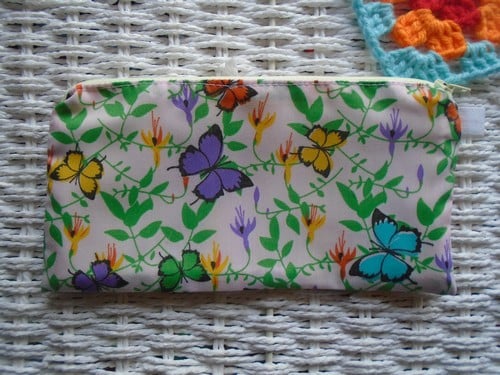 Butterflies Pencil Case or Small Make Up Bag.