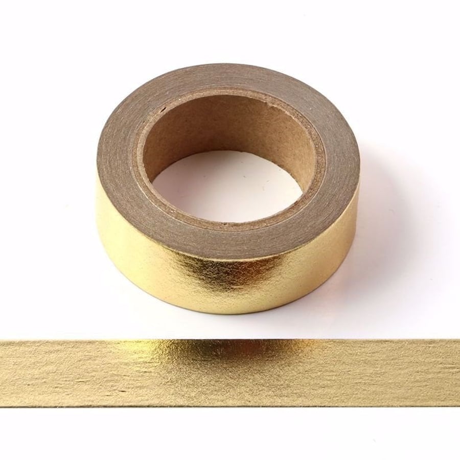 Gold Solid Foil Washi Tape Decorative Masking Tape 15mm x 10 Meters Bullet Journ
