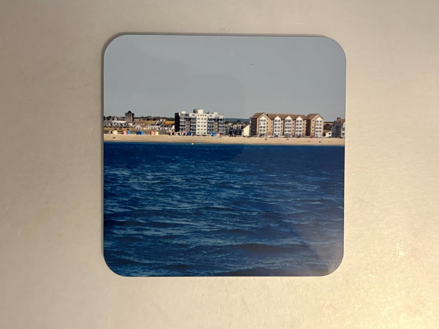 Seaford Seascape 9.5cm cork backed coaster 