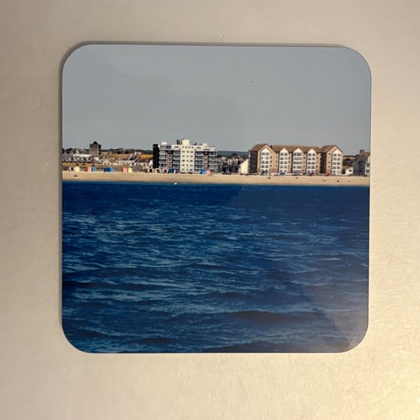 Seaford Seascape 9.5cm cork backed coaster 