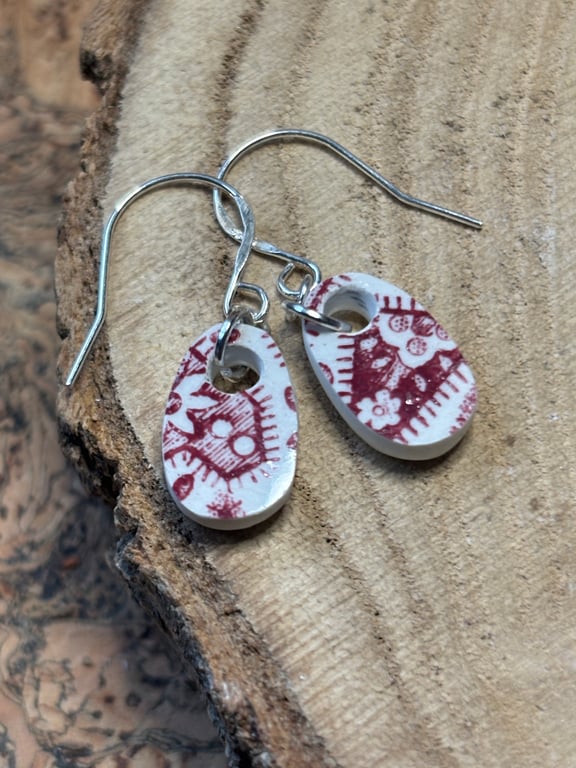 Handmade Ceramic Earrings One of a Kind Sterling Silver Eco Friendly Gifts
