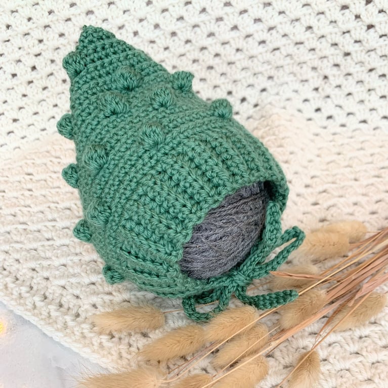 Bobble Pixie Bonnet Merino Wool Dark Sage