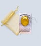Warm Metallic Gold Emotional Support Owl Keyring, Worry Stone Keepsake Gift