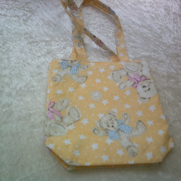 Teddy Bears in Bows and Stars on a yellow Background