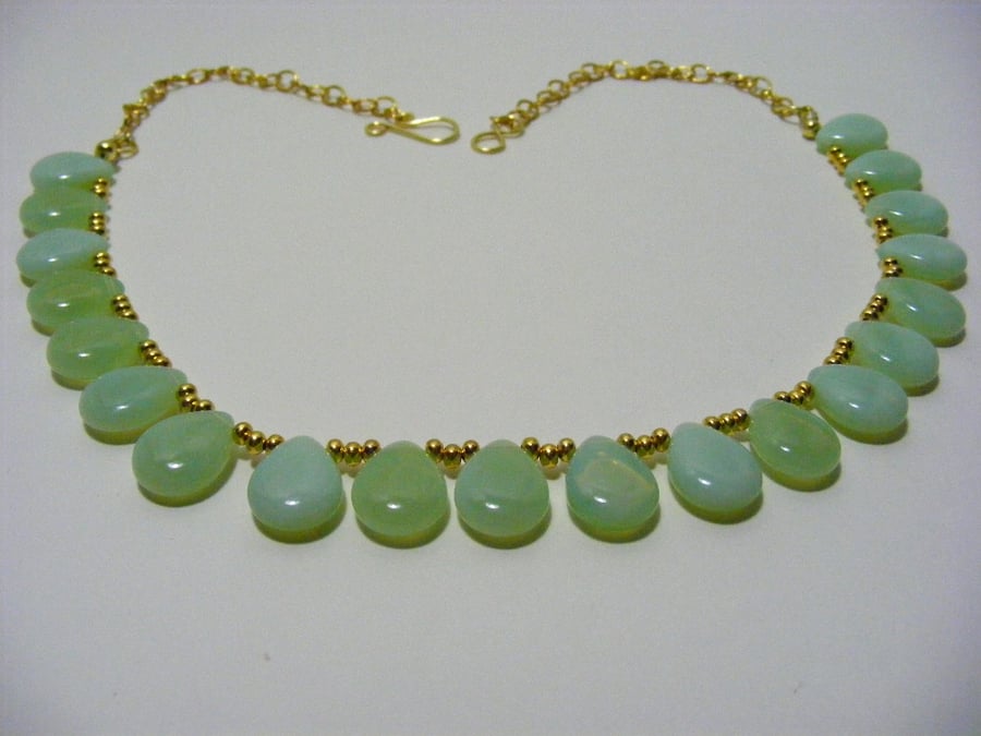 Handmade Sea Green Glass Teardrop Necklace